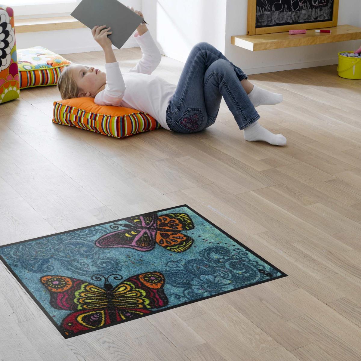 Spread Your Wings Butterfly Washable Floor Mats in Blue Multi40x60cm – image 1