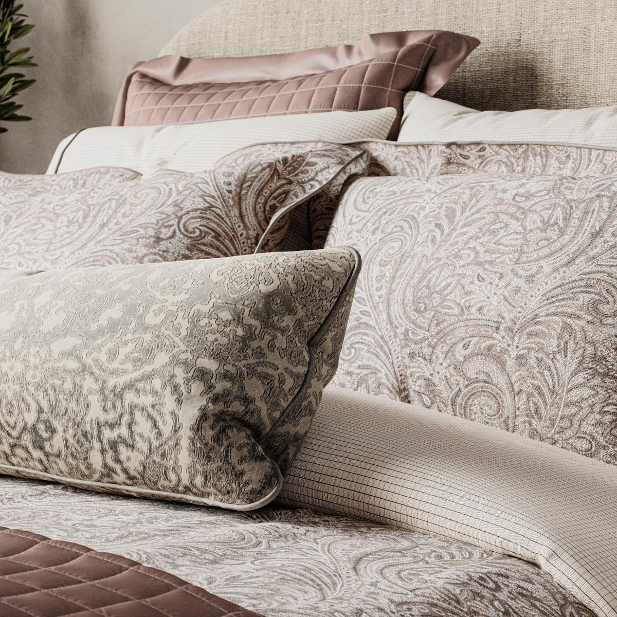 Avita Paisley Bedding by Bedeck of Belfast in Tuberose Silver Grey 220x260cm – image 2