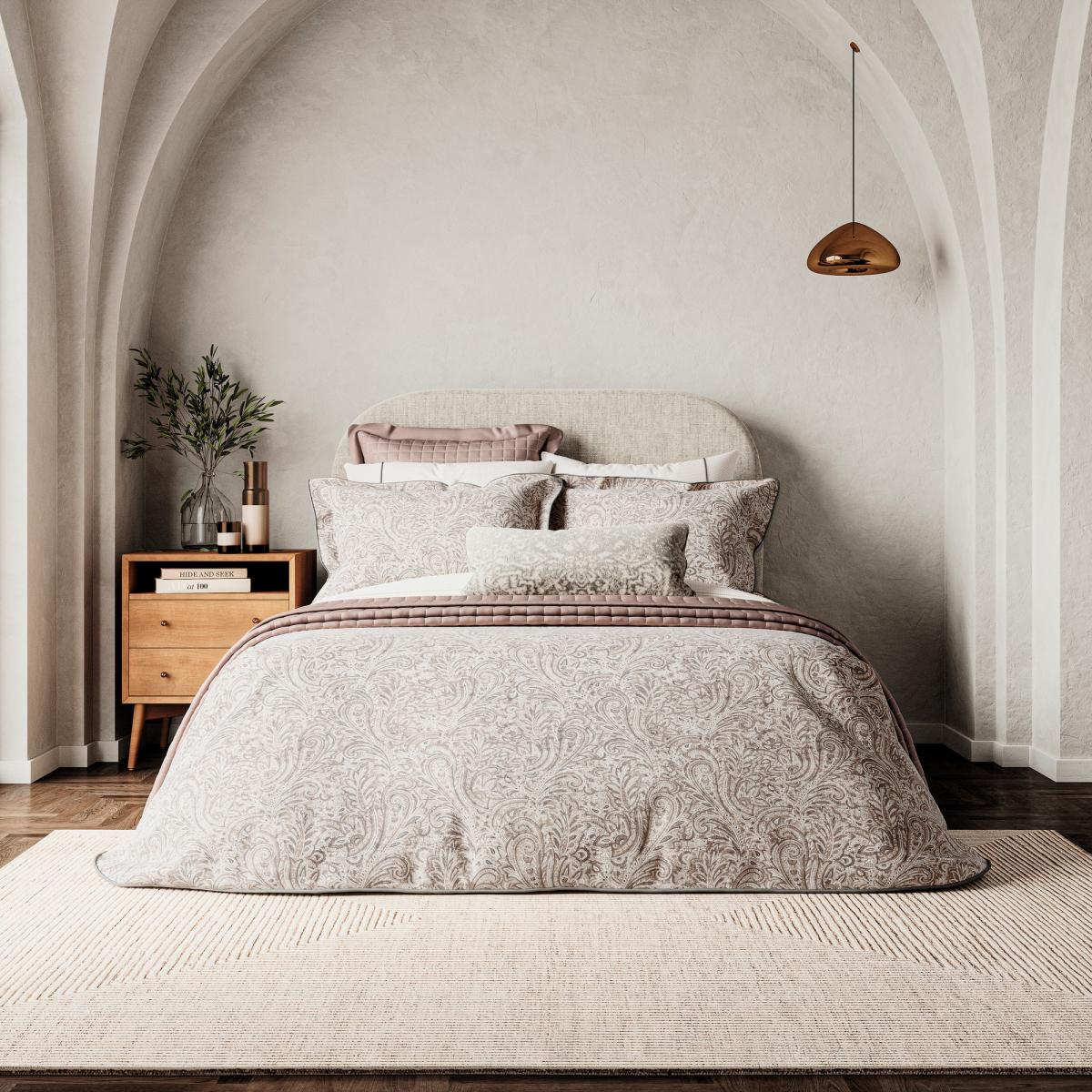 Avita Paisley Bedding by Bedeck of Belfast in Tuberose Silver Grey 220x260cm – image 1