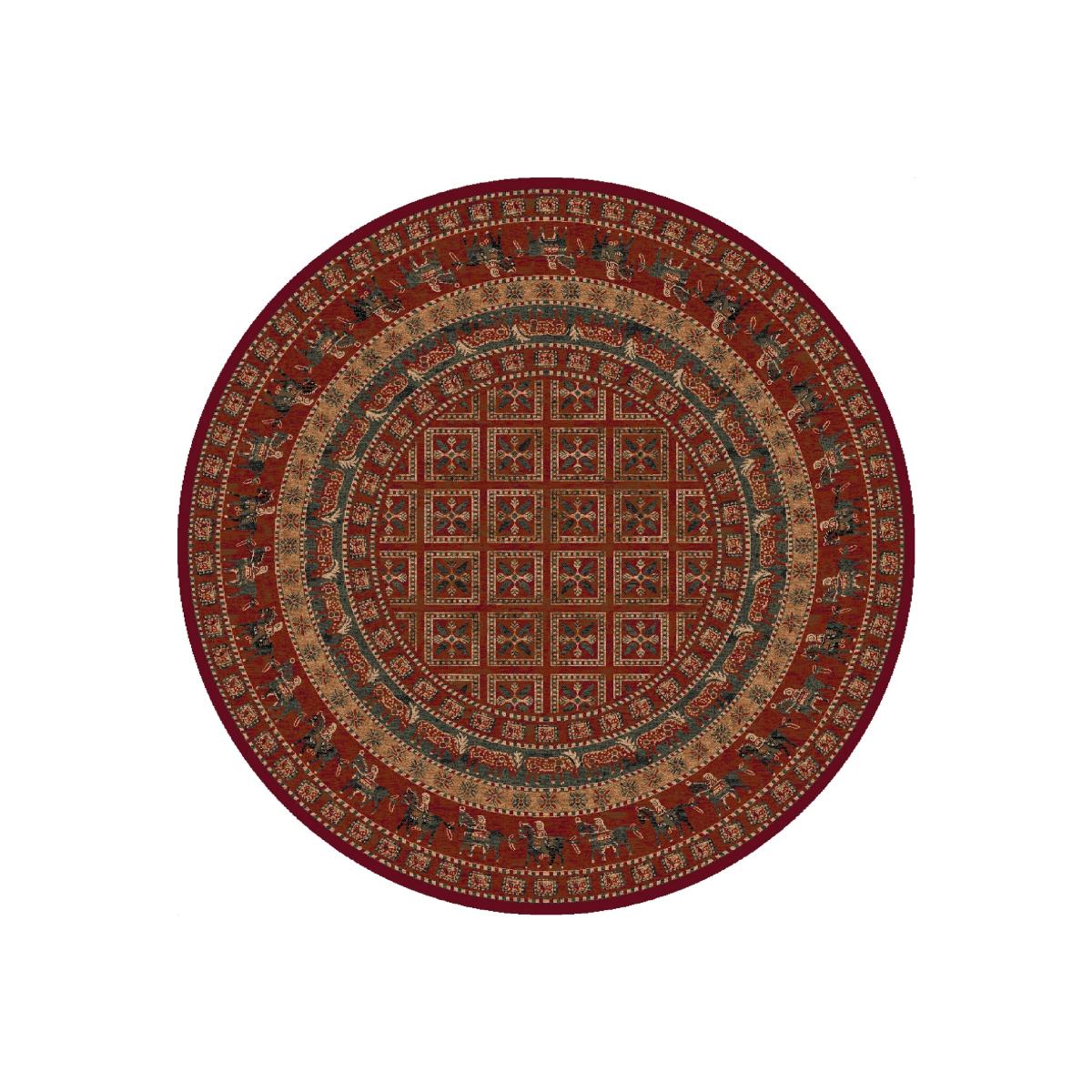 Kashqai Traditional Persian Circle Rugs 4301 300 in Red 160x160cm
