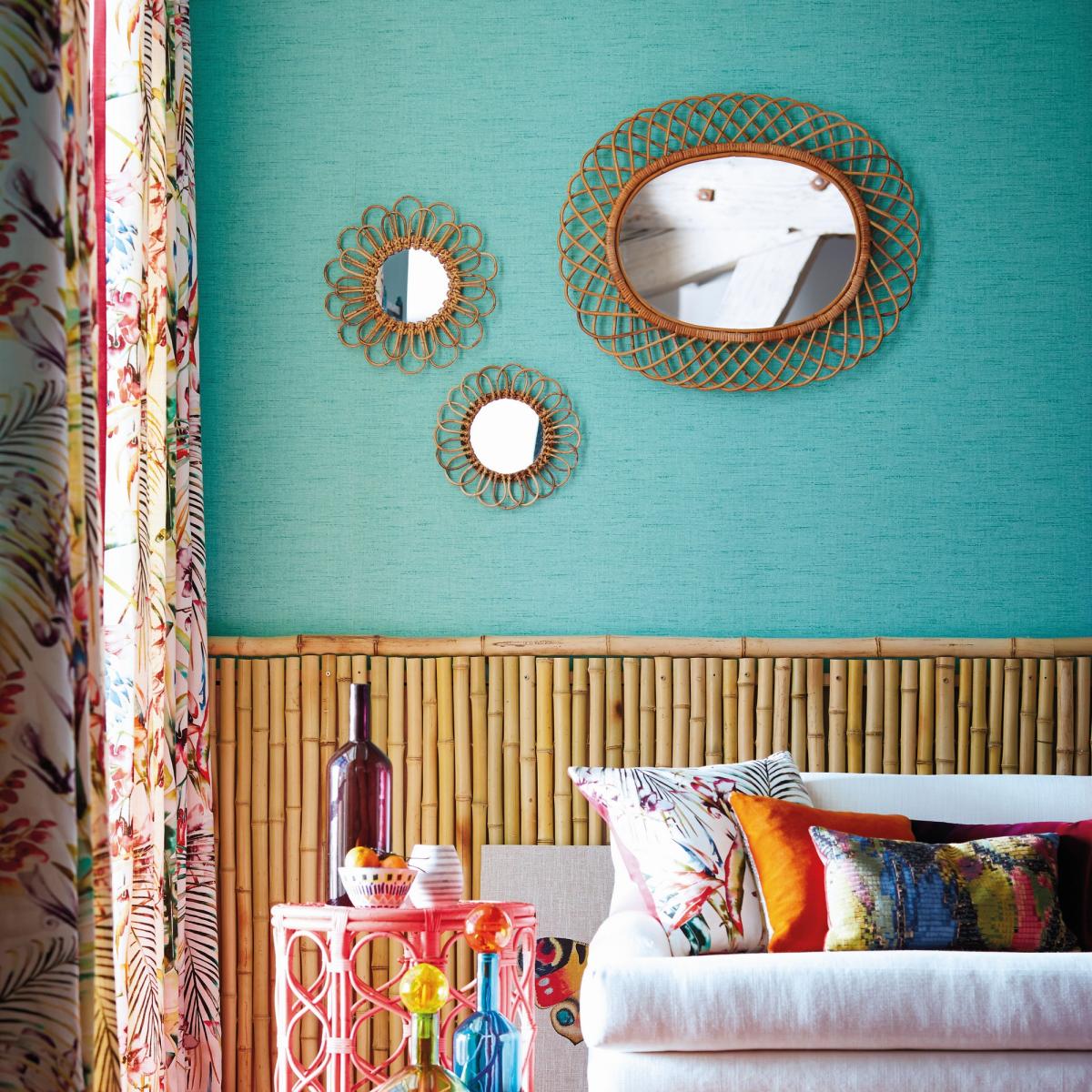 Raya Textured Plain Wallpaper 111041 by Harlequin in Turquoise Blue Roll – image 2