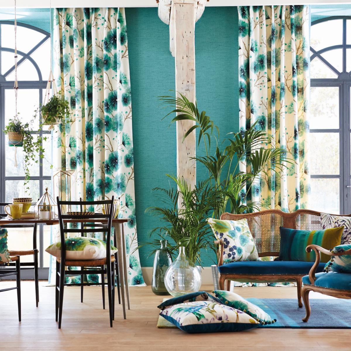 Raya Textured Plain Wallpaper 111041 by Harlequin in Turquoise Blue Roll – image 4