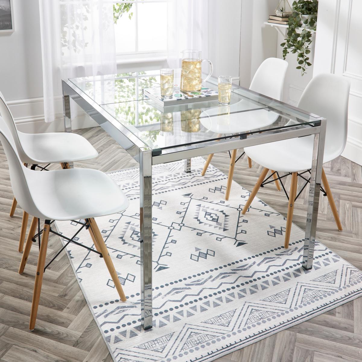 Origins Washable Nomad Aztec Geometric Rug in Grey 120x170cm – image 1