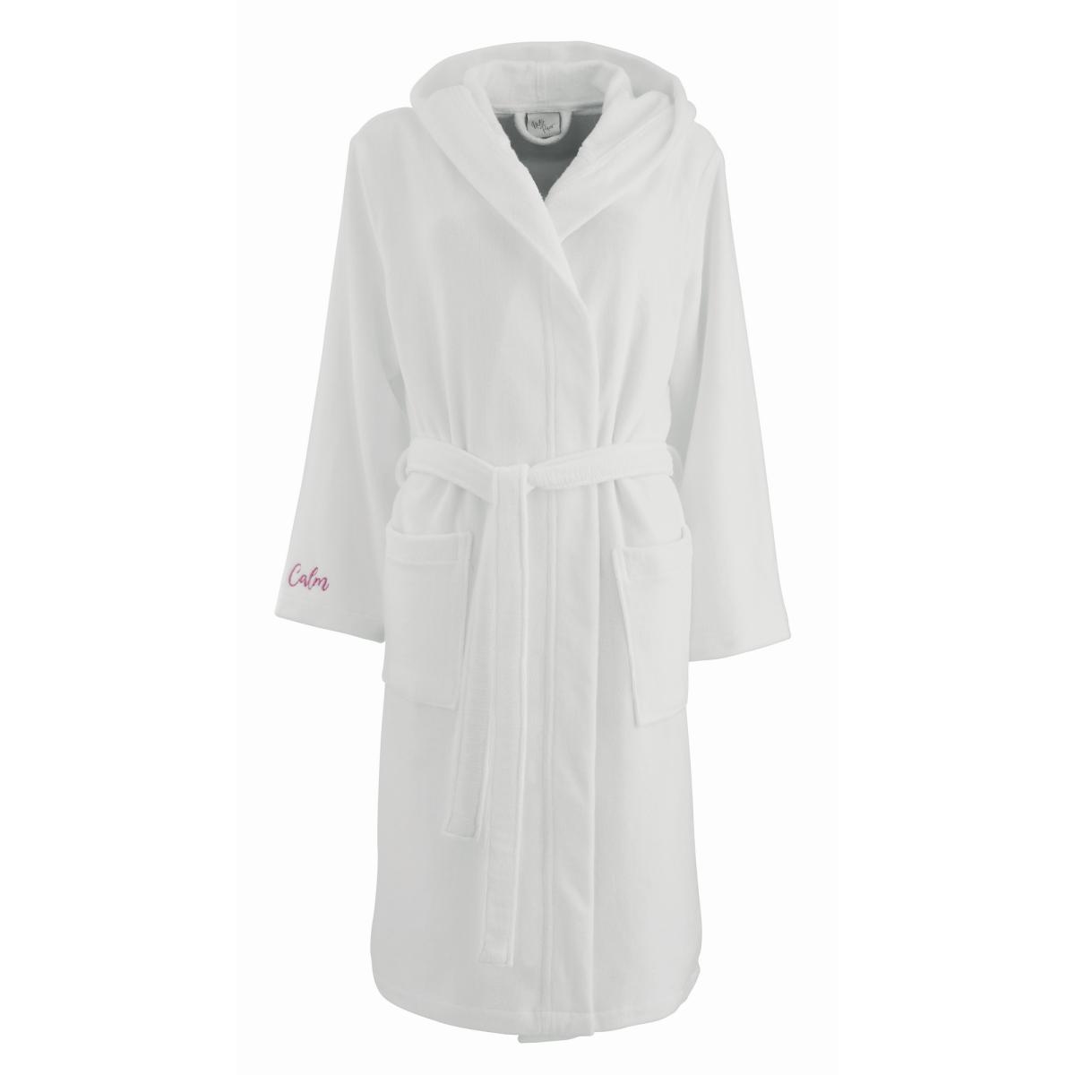 Calm Embroidered Cotton Dressing Gown Bath Robe by Katie Piper in White S/M – image 4