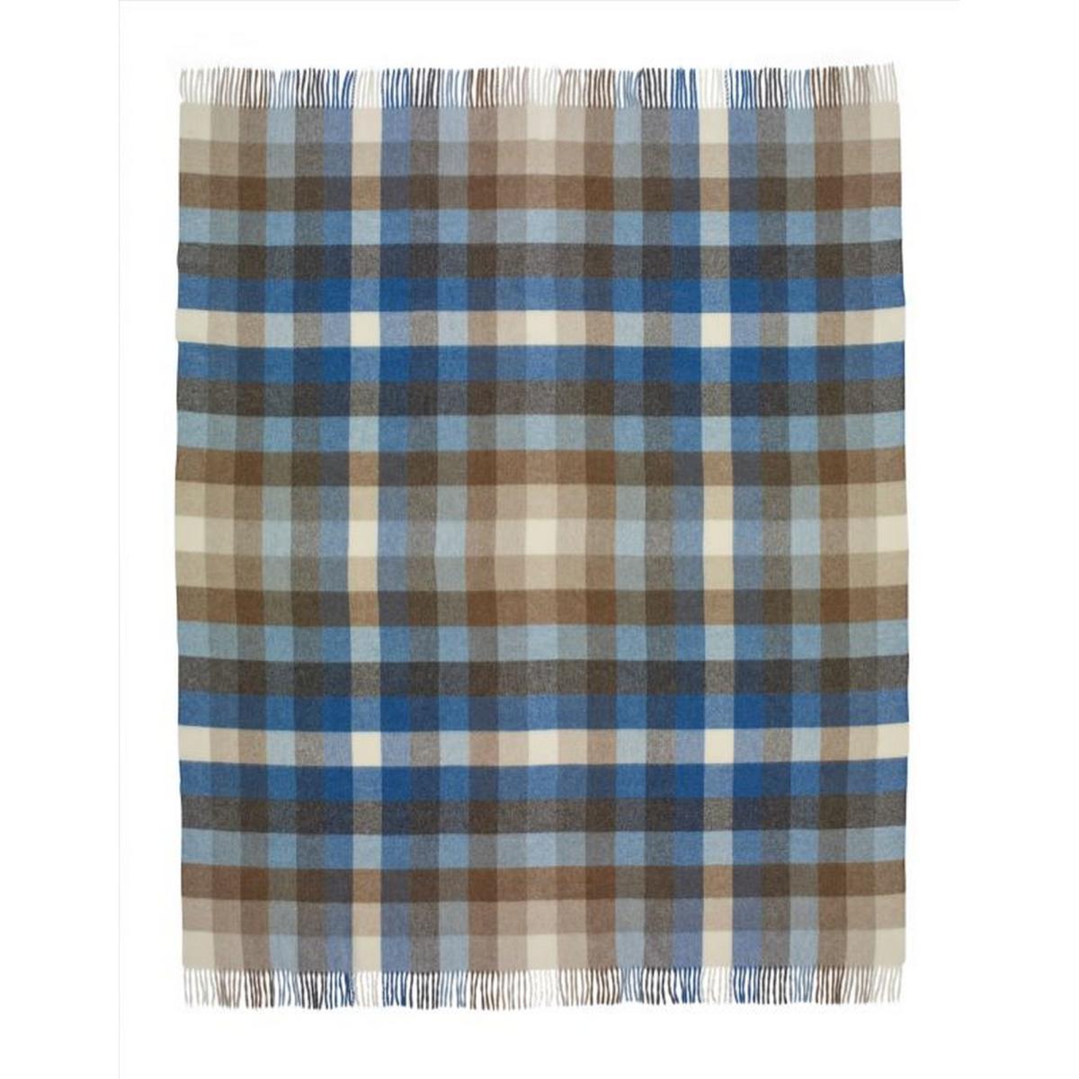 Preston Check Merino Lambs Wool Throw by LuxeTapi in Aqua Blue140x185cm – image 2