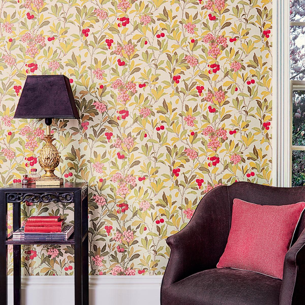 Strawberry Tree Wallpaper 100 10047 by Cole & Son in Pink Linen Roll – image 1