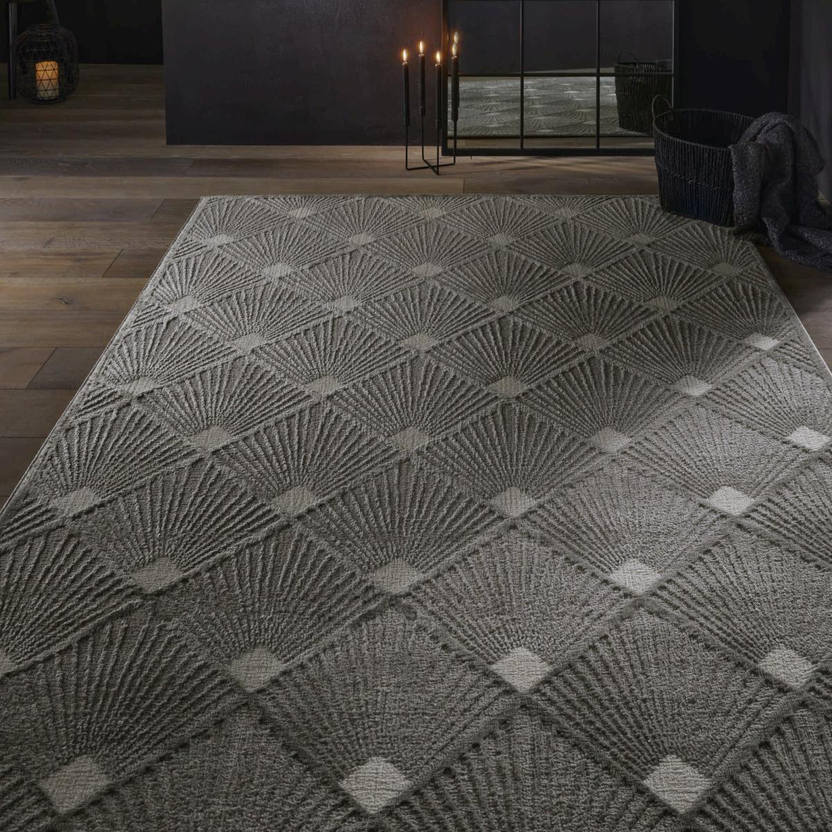 Manhattan 1336 Y Rugs in Geometric Art Deco Grey 160x230cm – image 1
