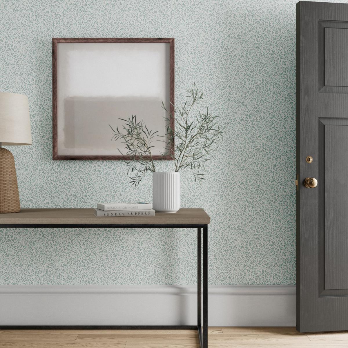 Standen Wallpaper 217067 by Morris & Co in Seaglass Blue&nbsp;Roll – image 2