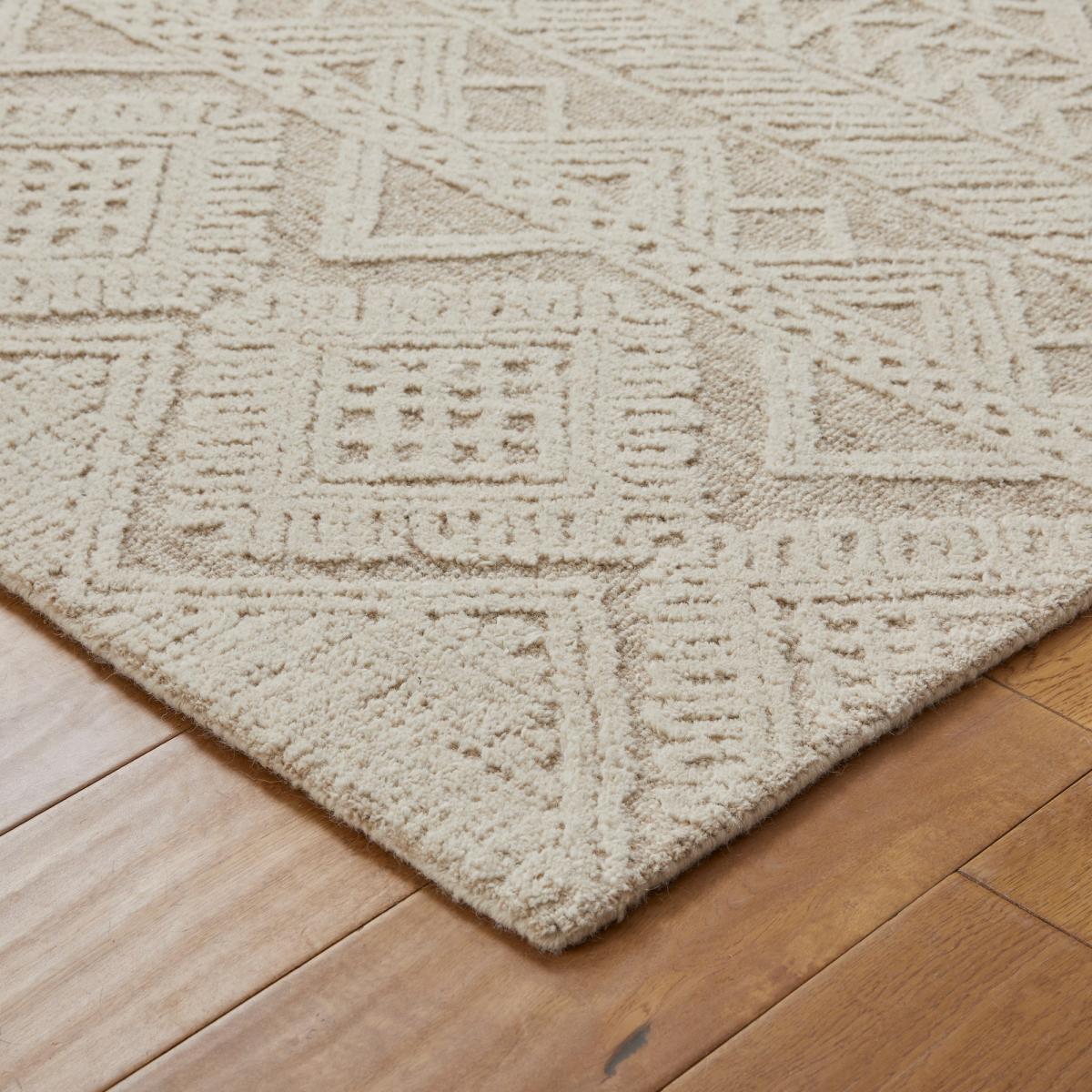 Hampton Provence Tribal Hand Tufted Wool Rug in Beige Ivory160x230cm – image 3