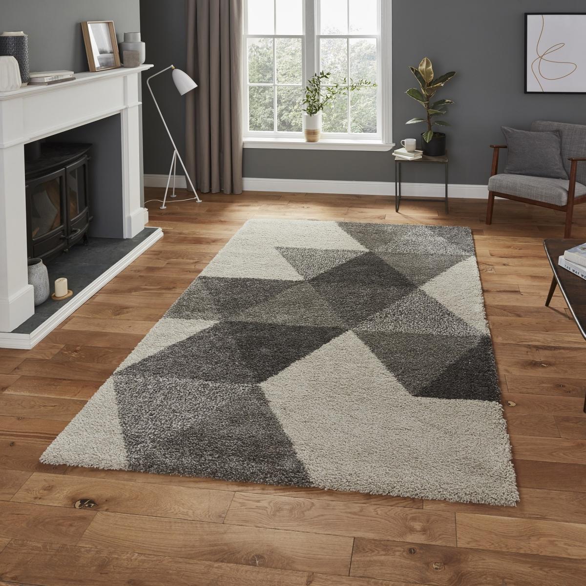 Royal Nomadic 5741 Geometric Rugs in Cream and Grey 120x170cm – image 1