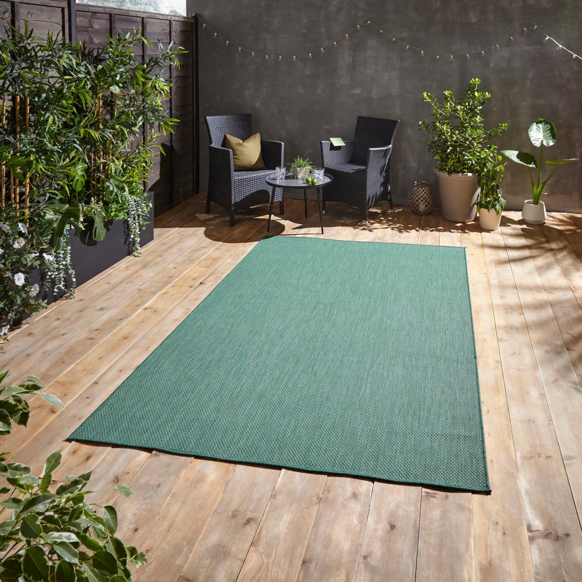 POP Plain Indoor Outdoor Boho Rug in Dark Green – image 1