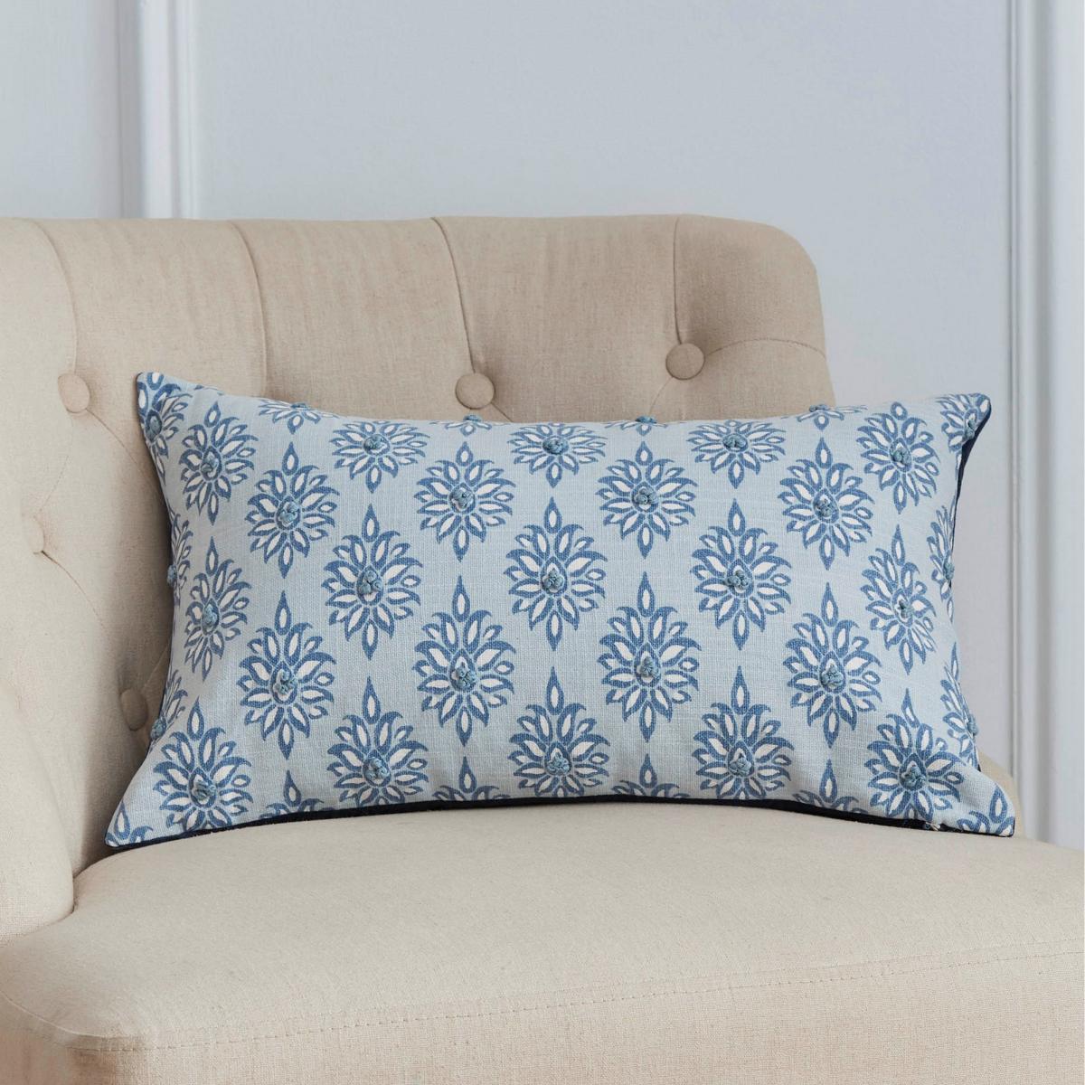 Gower Floral Cushion by Laura Ashley in Seaspray Blue30x50cm – image 1