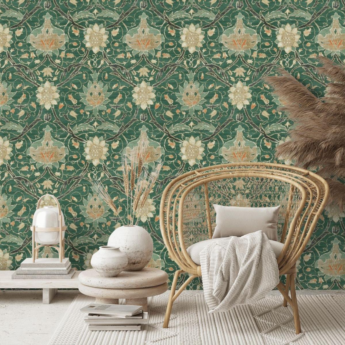 Montreal Wallpaper 216432 by Morris & Co in Forest Teal&nbsp;Roll – image 2