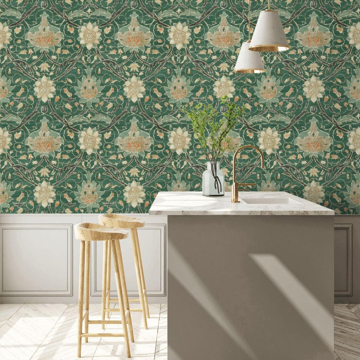 Montreal Wallpaper 216432 by Morris & Co in Forest Teal&nbsp;Roll – image 3