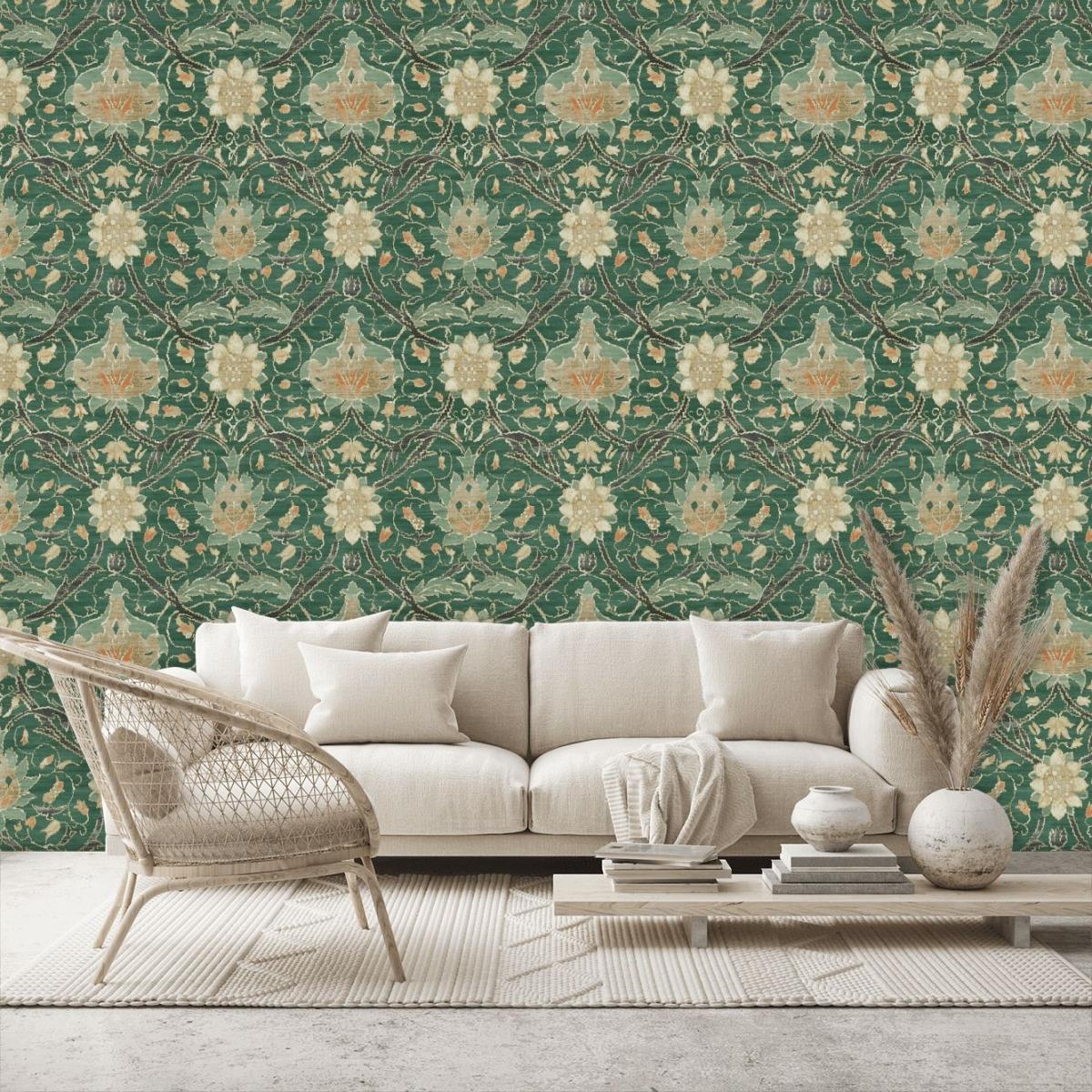 Montreal Wallpaper 216432 by Morris & Co in Forest Teal&nbsp;Roll – image 4
