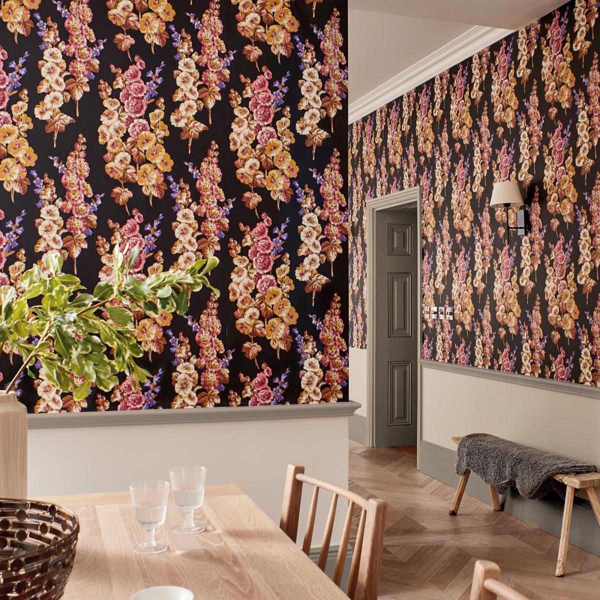 Hollyhocks Wallpaper 217032 by Sanderson in Copper Rhodera Roll – image 2