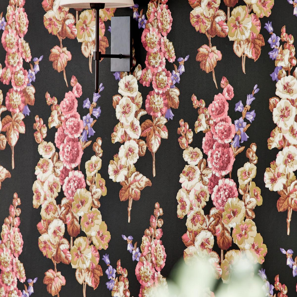 Hollyhocks Wallpaper 217032 by Sanderson in Copper Rhodera Roll – image 3