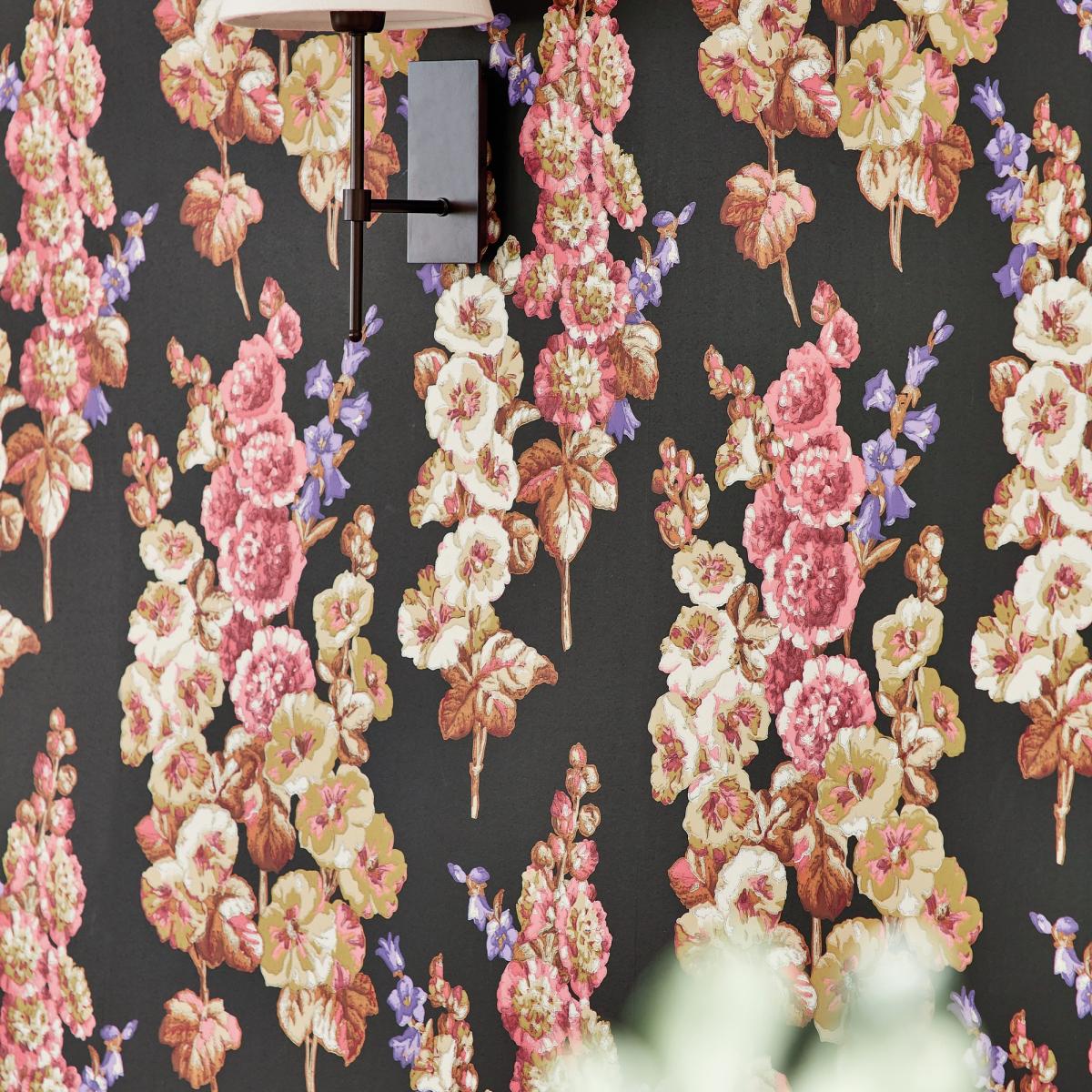Hollyhocks Wallpaper 217032 by Sanderson in Copper Rhodera Roll – image 4