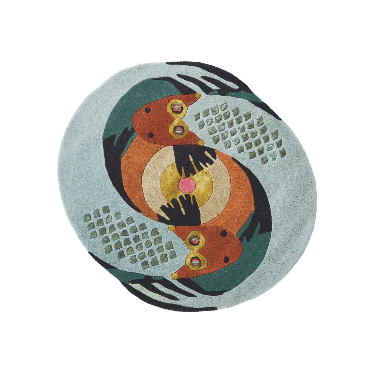 Zodiac Pisces Star Sign Circle Round Wool Rugs 162205 by Ted Baker – image 1