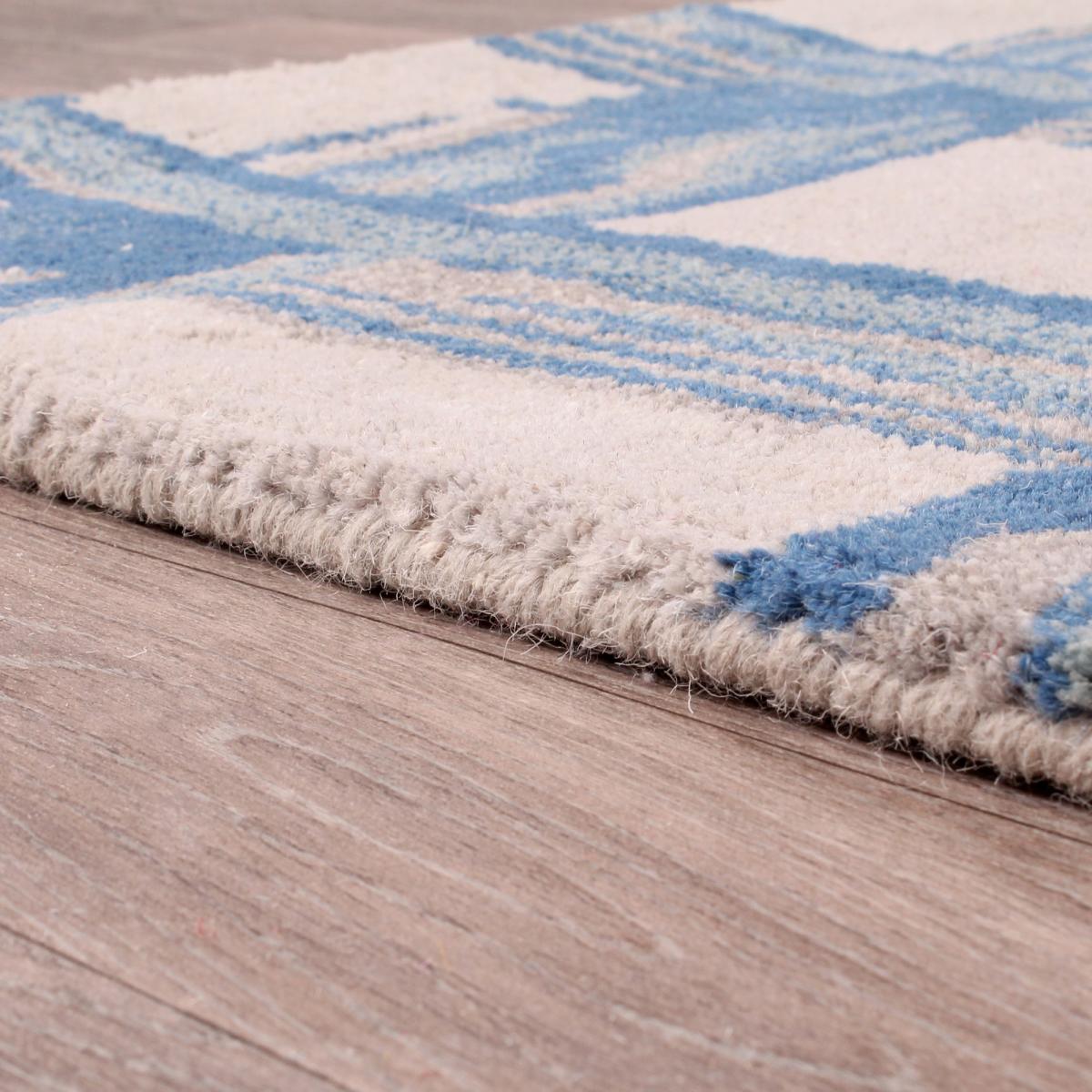 Fusion Crete Grid Wool Rugs in Blue 160x230cm – image 3