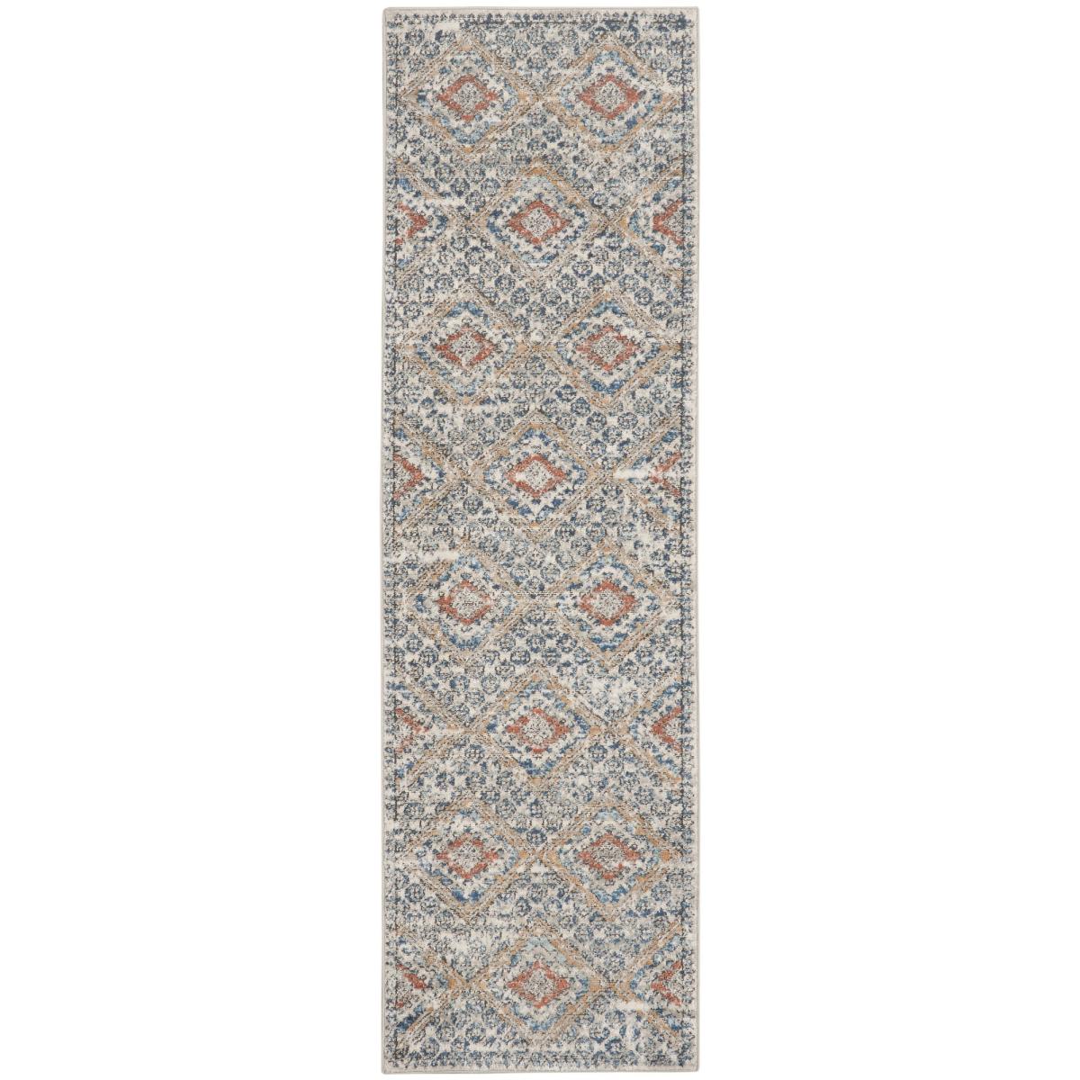 Quarry QUA16 Geometric Runner Rugs in Blue Ivory – image 2