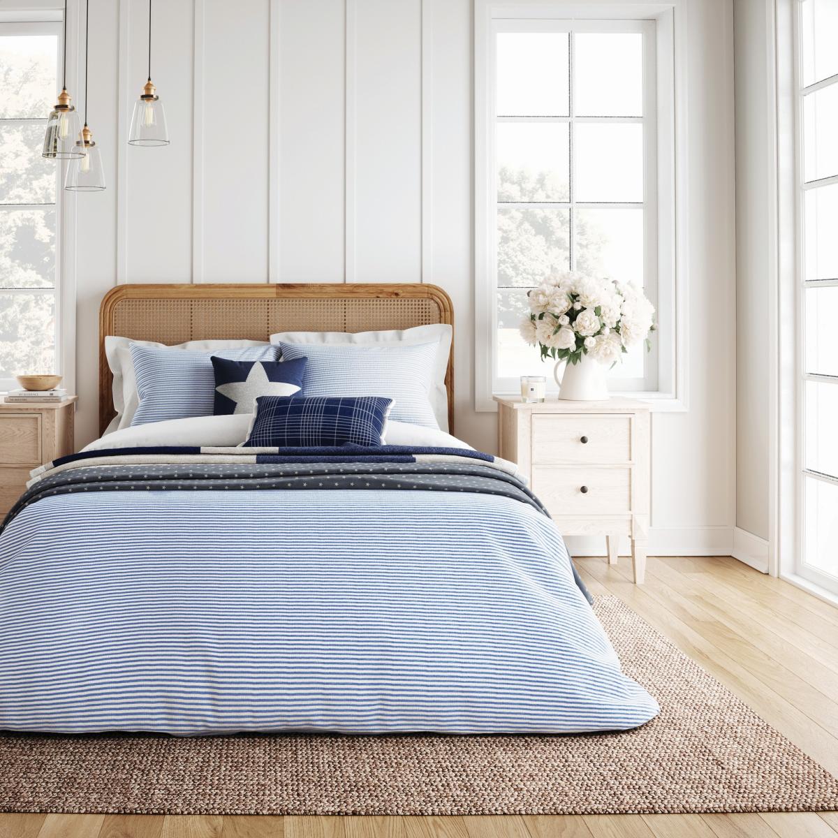 Long Island Ticking Stripe Bedding by Helena Springfield in Blue 140x200cm – image 1