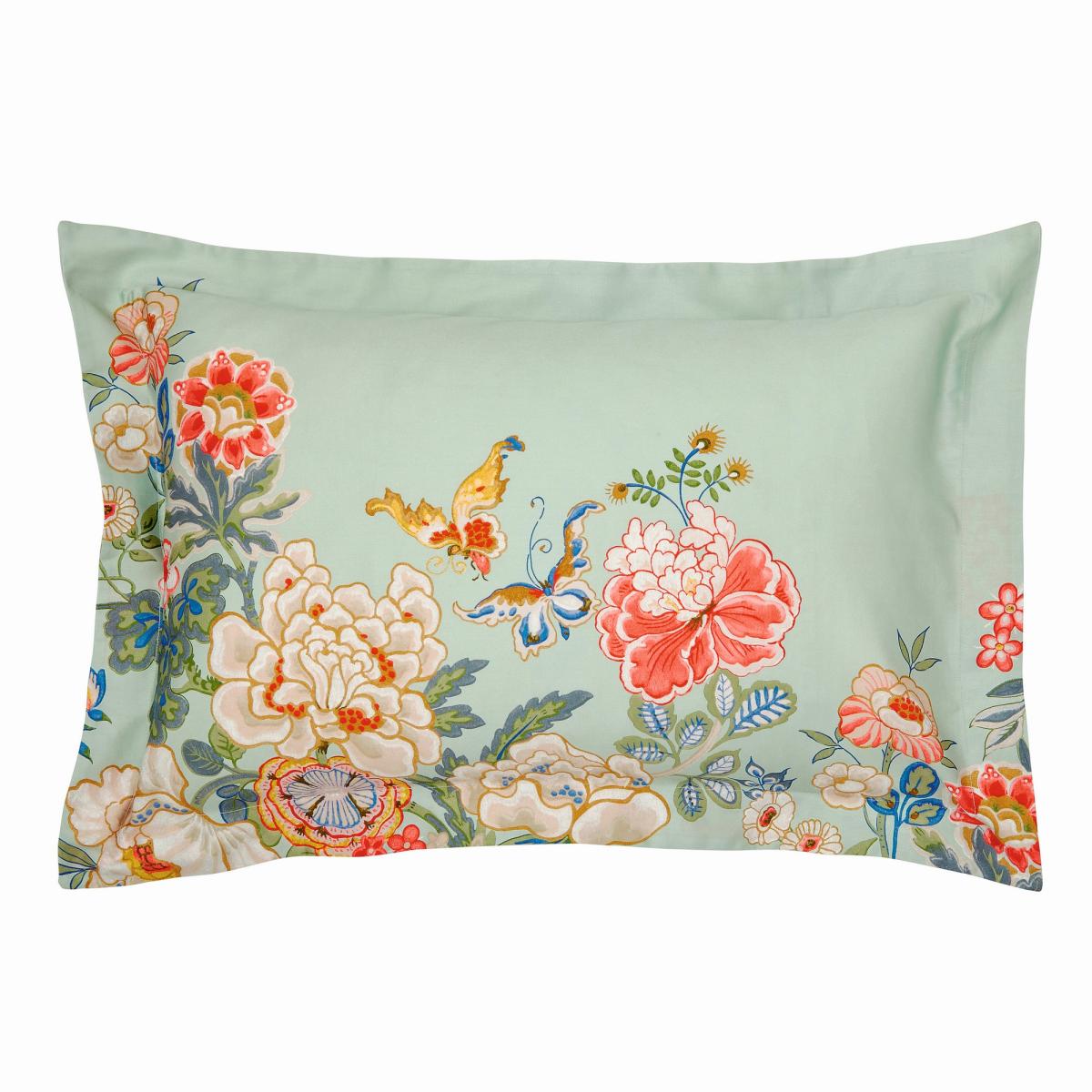 Emperor Peony Floral Bedding by Sanderson in Jade & Apricot 74x48cm – image 4