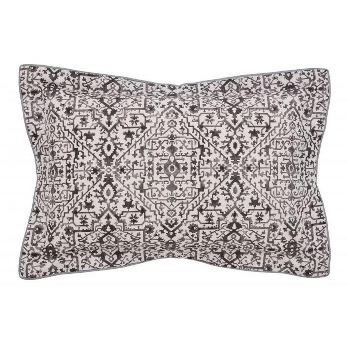 Dhaka Tribal Geometric Cotton Bedding in Charcoal Grey 48x74cm – image 4