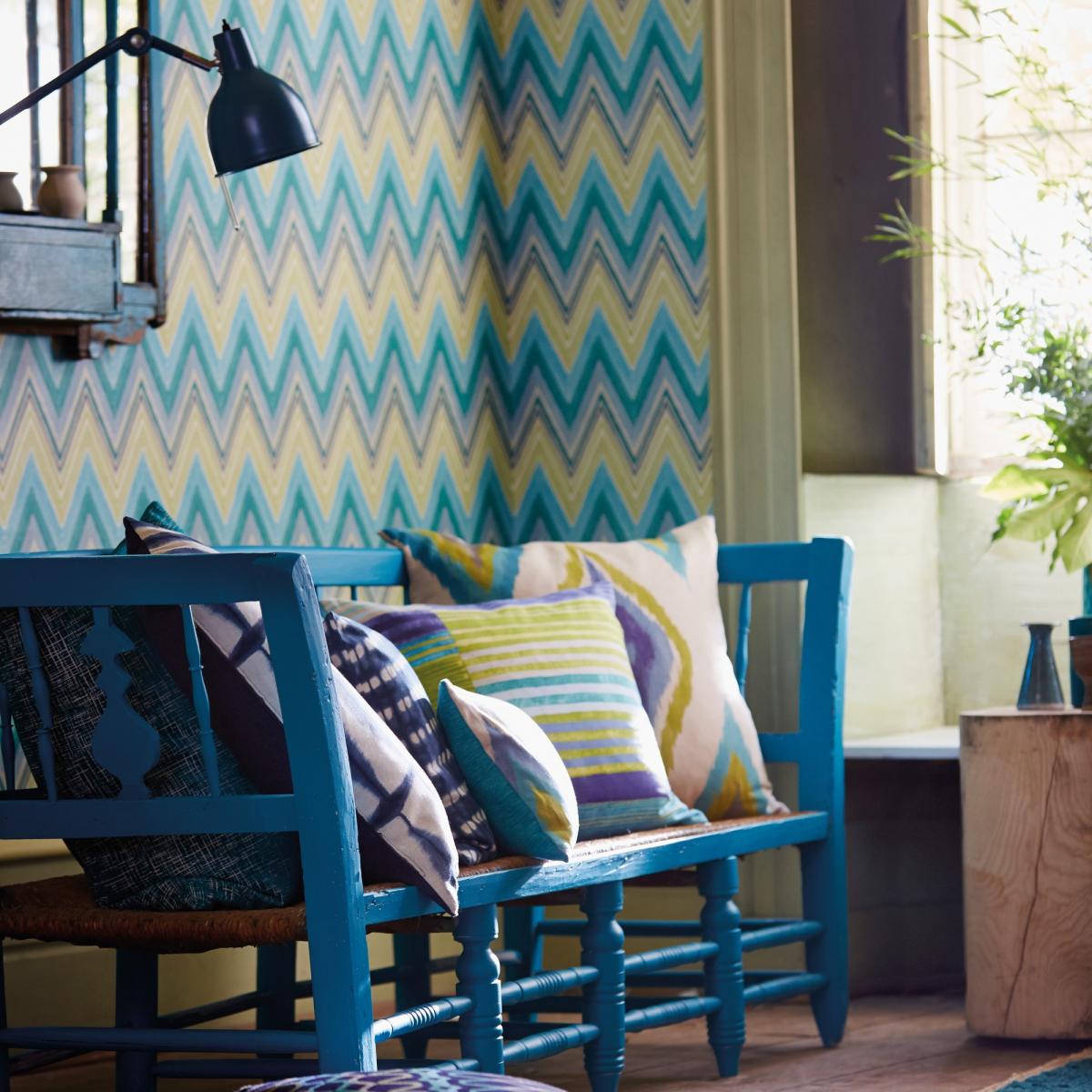 Groove Zig Zag Wallpaper 110853 by Scion in Marine Moss Green Roll – image 2
