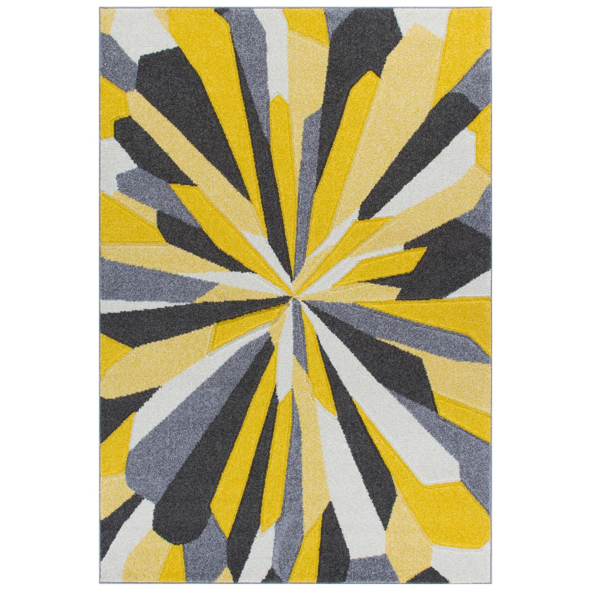 Portland Splinter Geometric Rugs 3337 A in Grey Cream Yellow 80x150cm – image 2