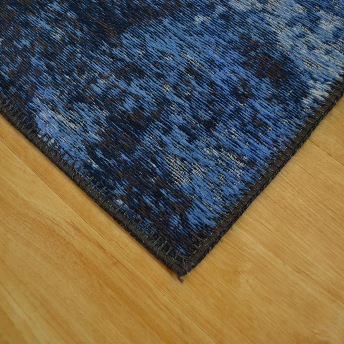 Bruges Abstract Rugs 97003 5006 in Blue Cotton Chenille 160x230cm – image 3