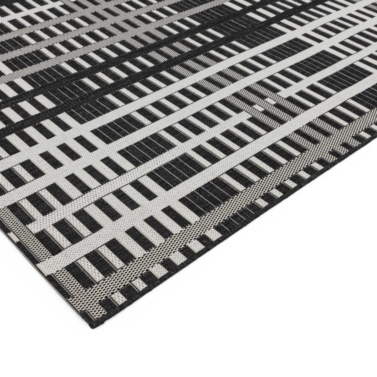 Patio PAT22 Geometric Grid Outdoor Rugs in Black – image 2