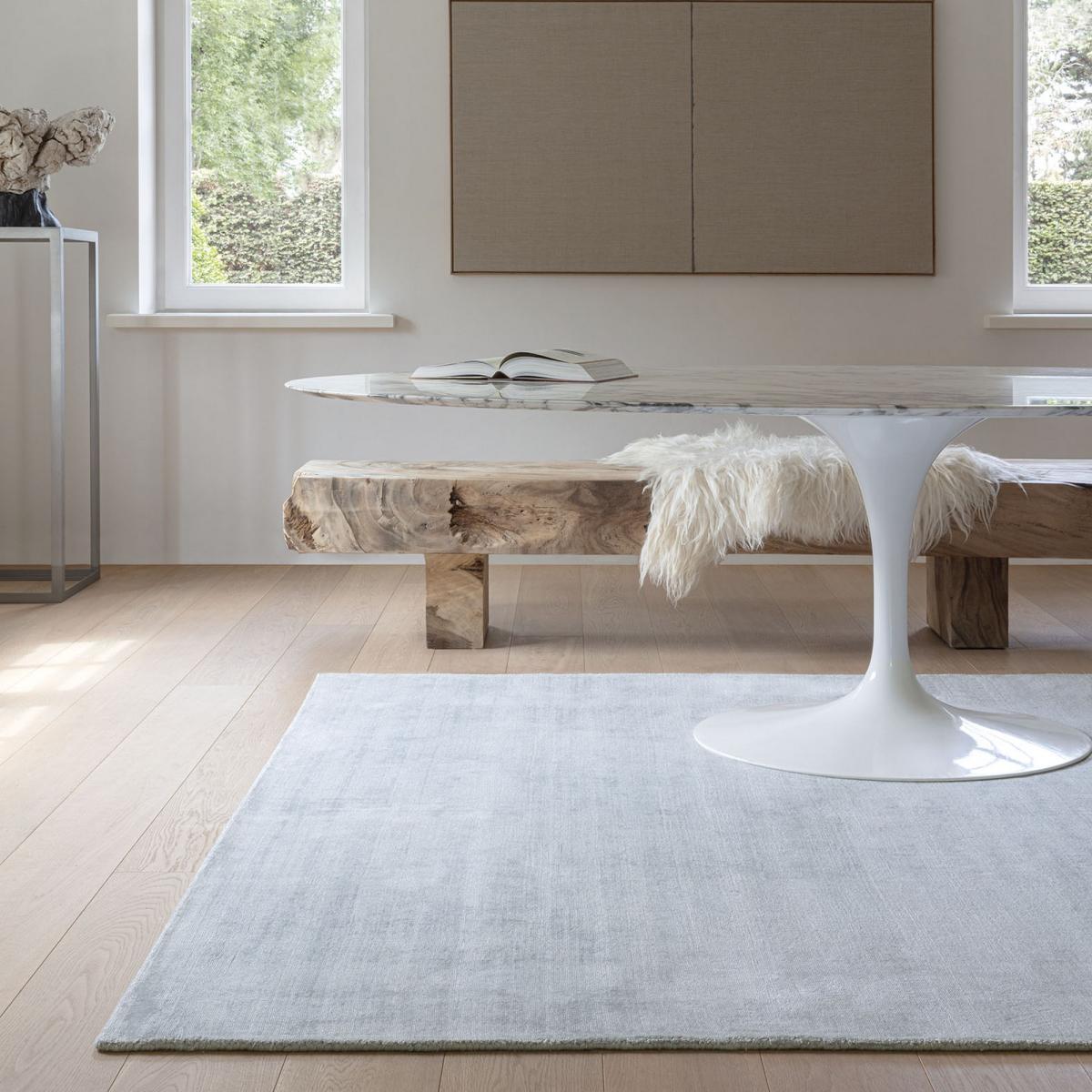 Current Premium Viscose Rugs 206 001 520 in Blue by Ligne Pure 200x300cm