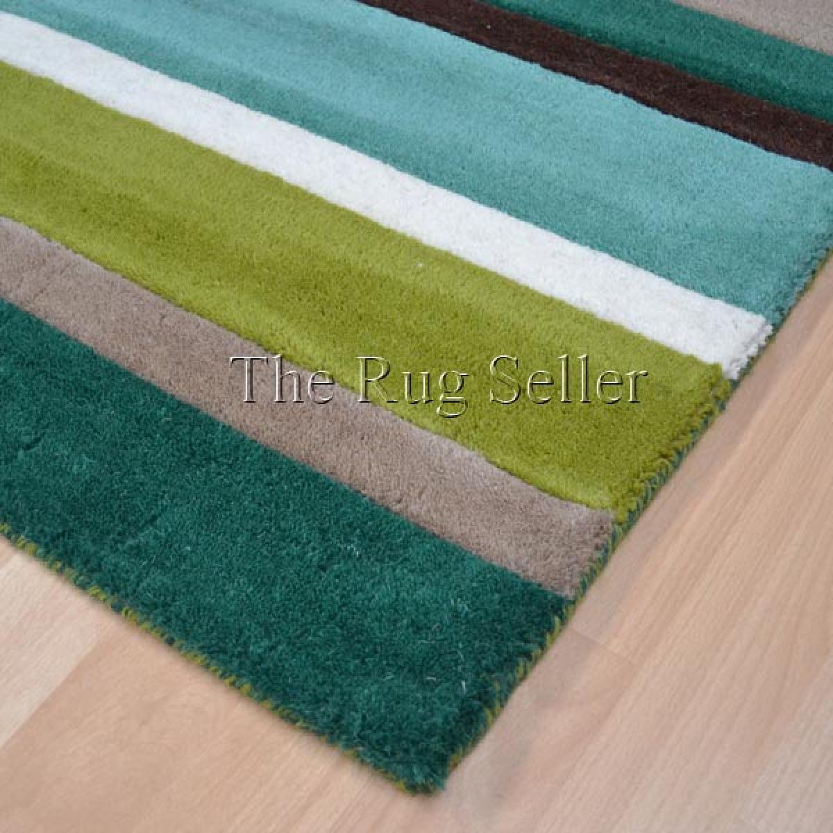 Jazz Stripes Wool Rugs in Green – image 2