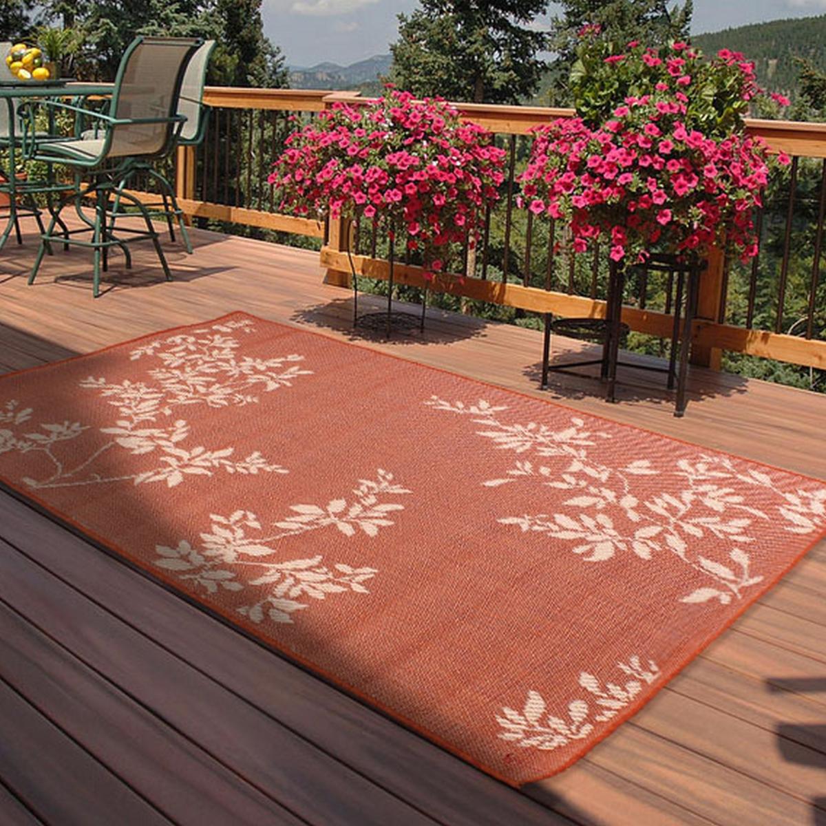 Outdoor Leaves Rugs in Terracotta by Rugstyle – image 2