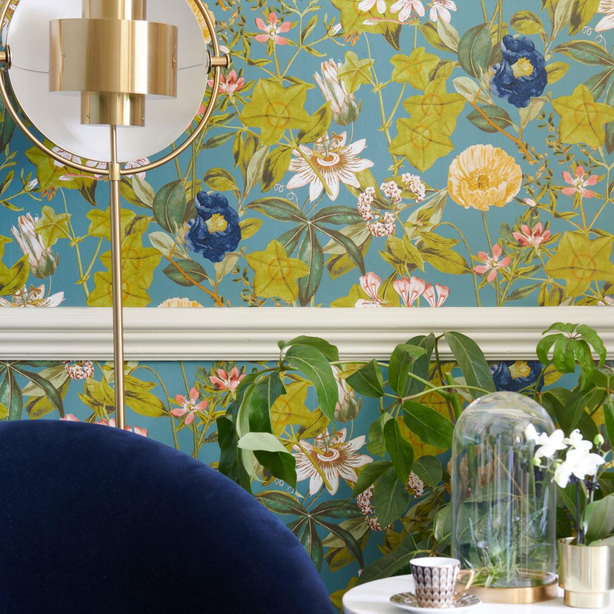 Passiflora Wallpaper W0143 01 by Clarke and Clarke in Chambray Blue Roll – image 2