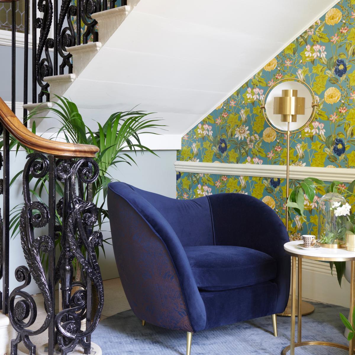 Passiflora Wallpaper W0143 01 by Clarke and Clarke in Chambray Blue Roll – image 4