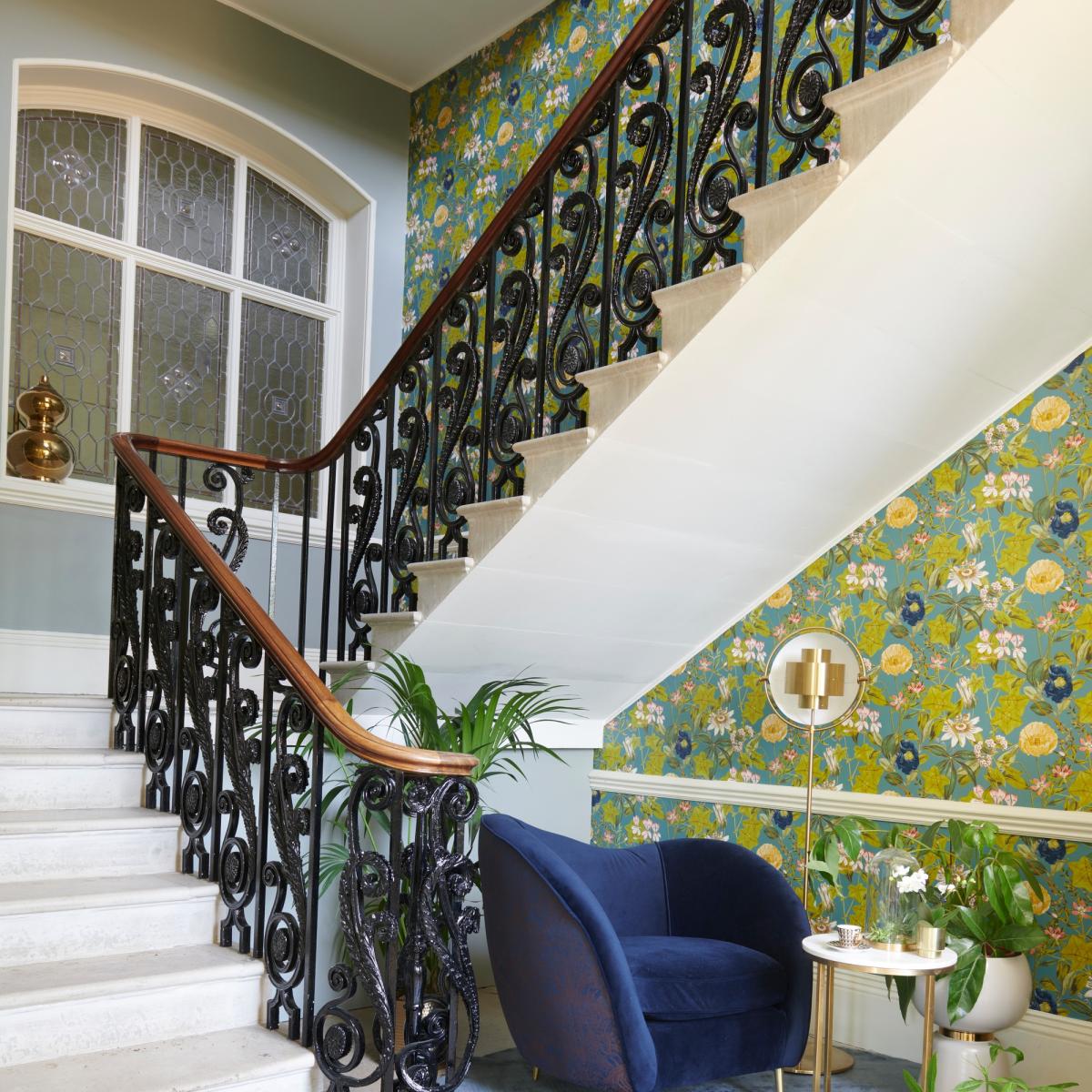 Passiflora Wallpaper W0143 01 by Clarke and Clarke in Chambray Blue Roll – image 5