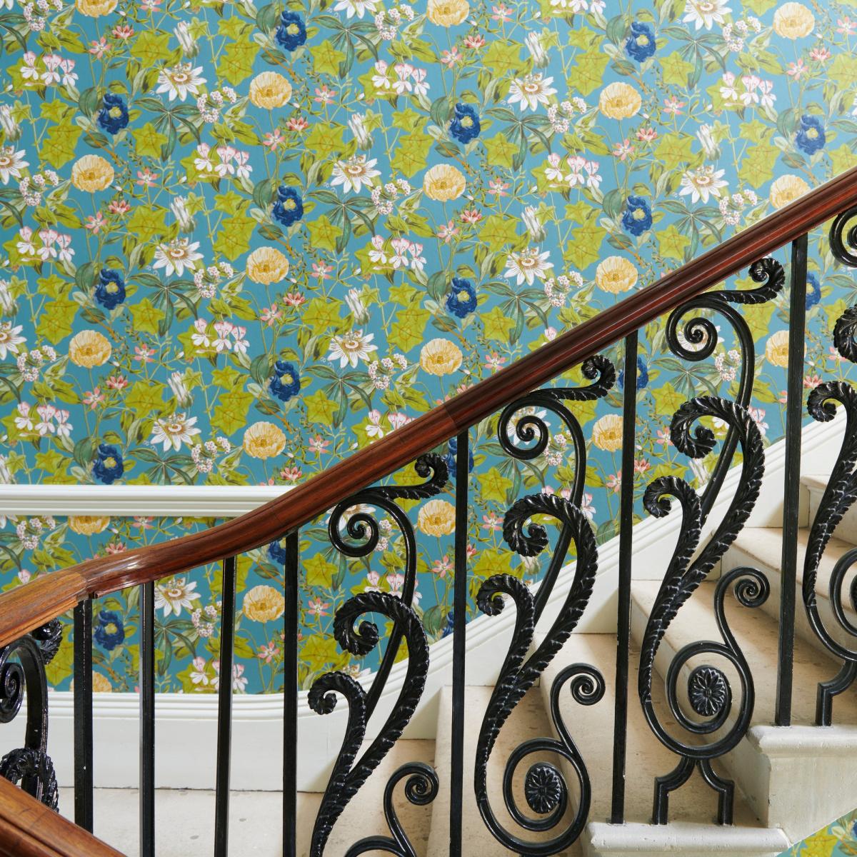 Passiflora Wallpaper W0143 01 by Clarke and Clarke in Chambray Blue Roll – image 1
