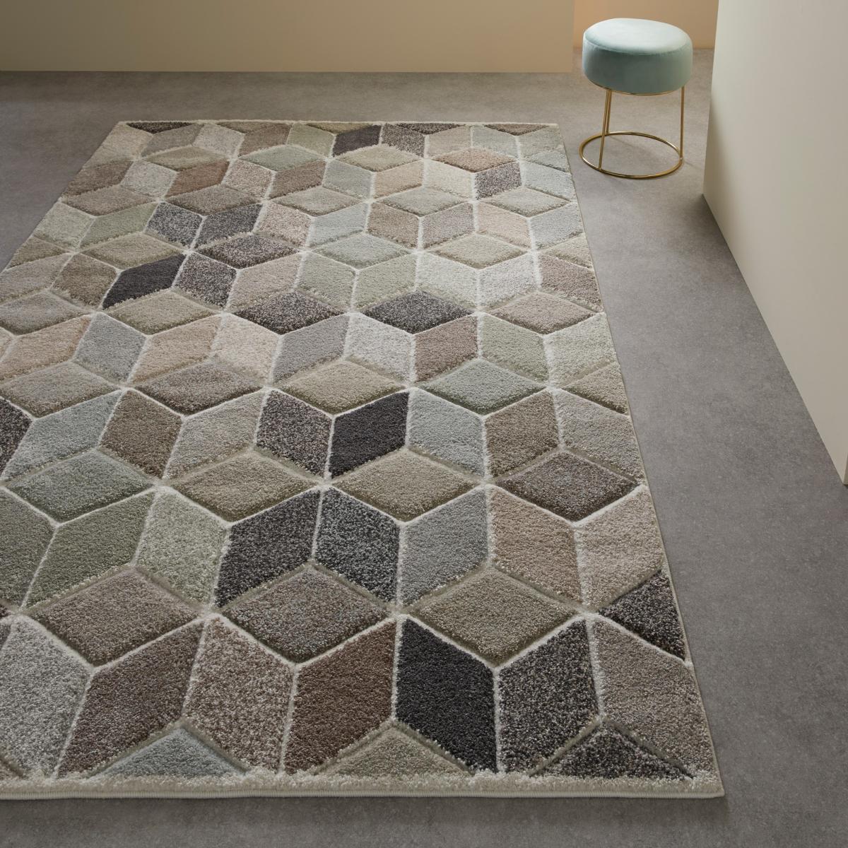 Gio 22001J Geometric Carved Cube Rug in Multi160x230cm – image 1