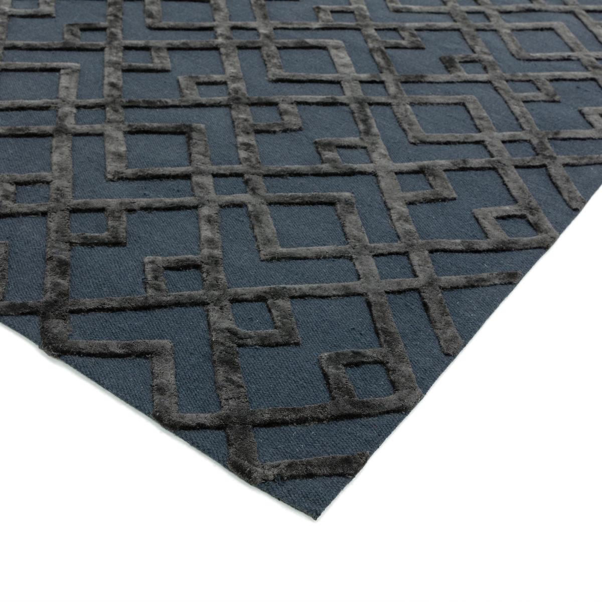 Dixon Trellis Luxury Wool Viscose Rugs in Black 160x230cm – image 3