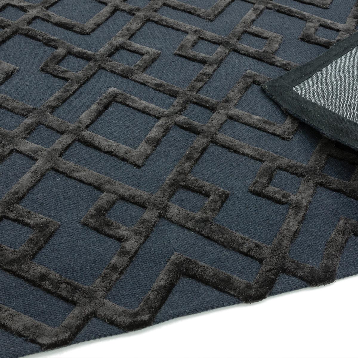 Dixon Trellis Luxury Wool Viscose Rugs in Black 160x230cm – image 4