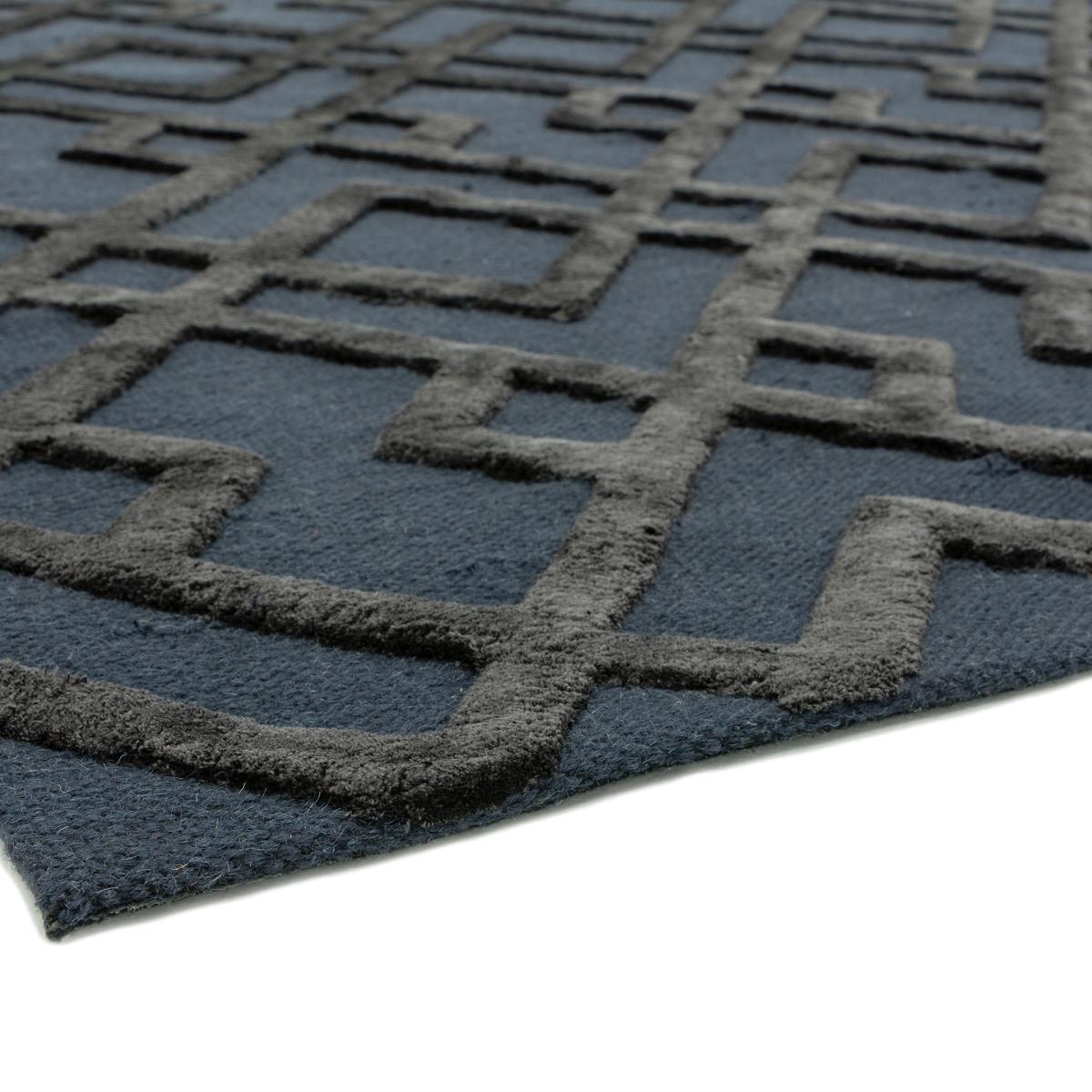 Dixon Trellis Luxury Wool Viscose Rugs in Black 160x230cm – image 5