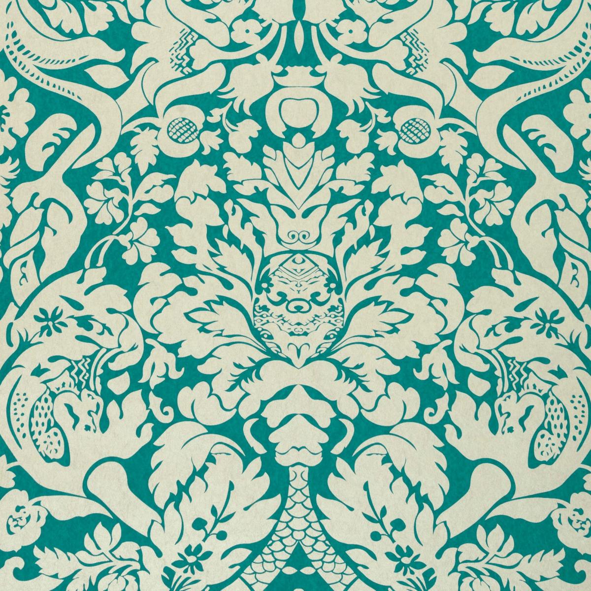 Valentina Wallpaper W0088 08 by Clarke and Clarke in Teal Roll – image 3