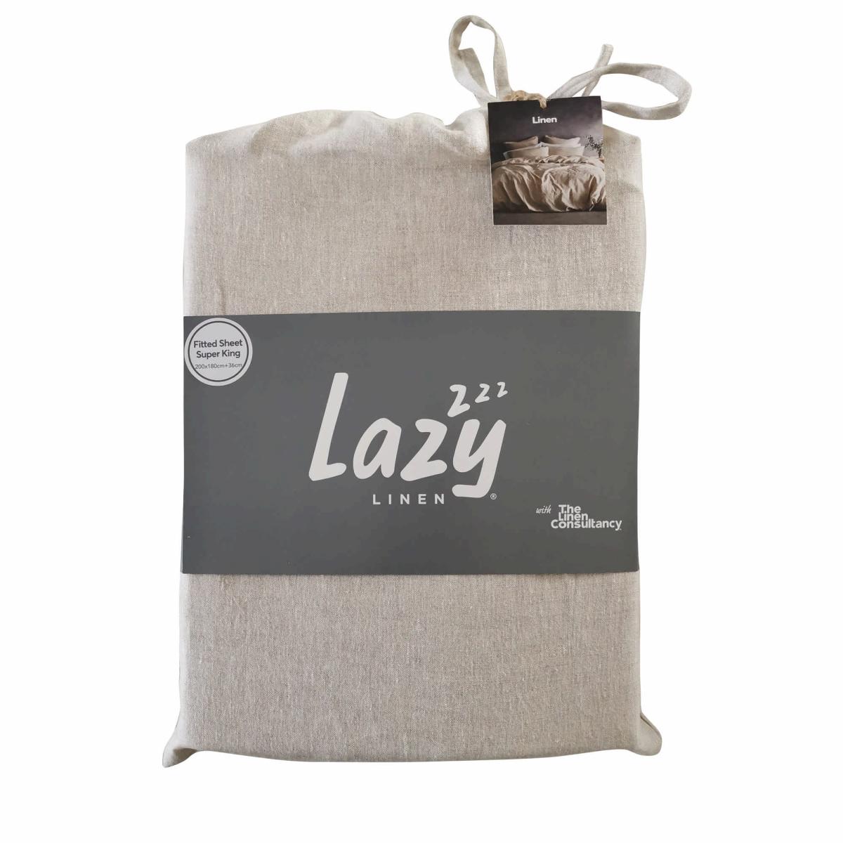 Lazy Linen Plain Fitted Bed Sheet in Linen Beige 135x200cm – image 2