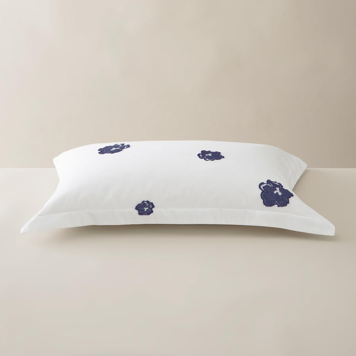 Magnolia Fil Coupe Bedding Duvet Cover and Pillowcase by Ted Baker in White Navy 260x220cm – image 2