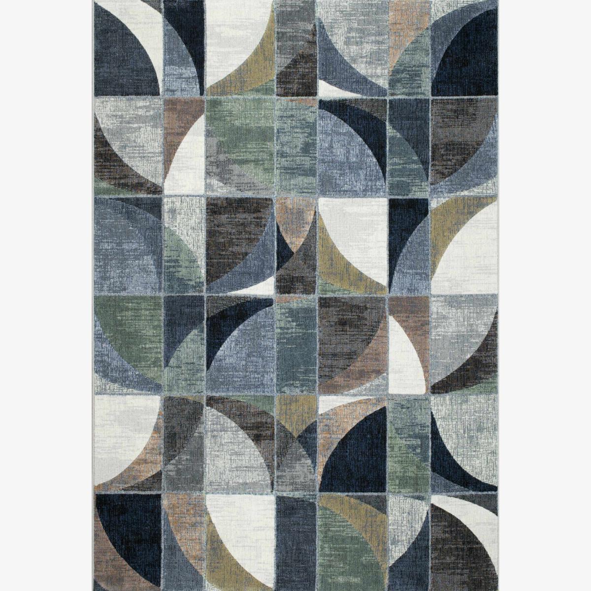 Galleria Modern Geometric Carved rugs 63650 6656 in Blue 80x150cm – image 1
