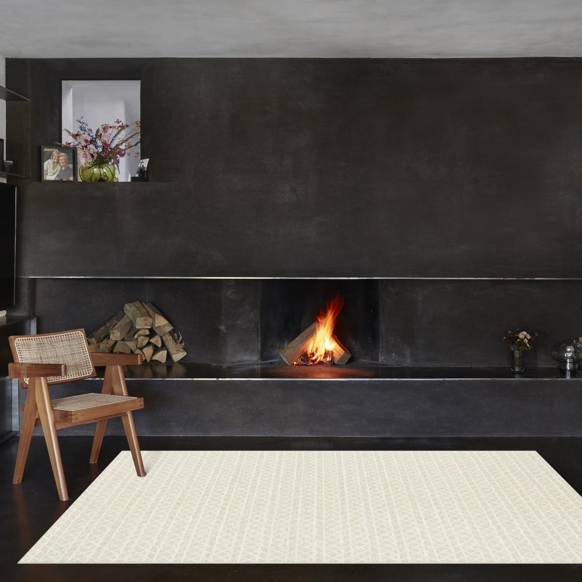 High Line Geometric Wool Rugs 99103 2007 in Light Gold 140x200cm – image 1