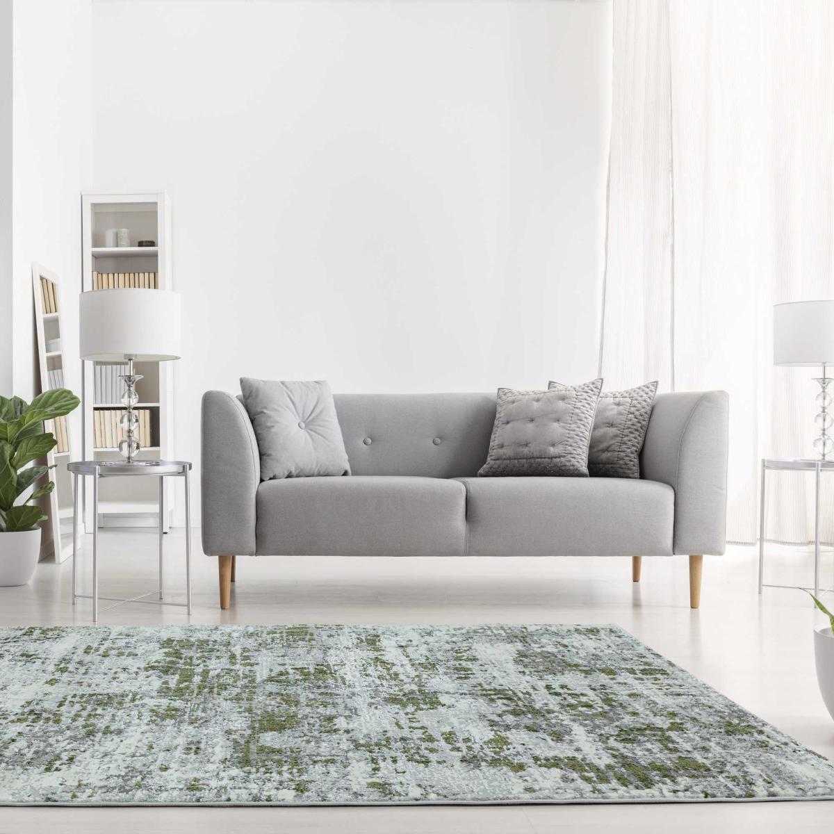 Orion Abstract Metallic Rugs in OR08 Green – image 1