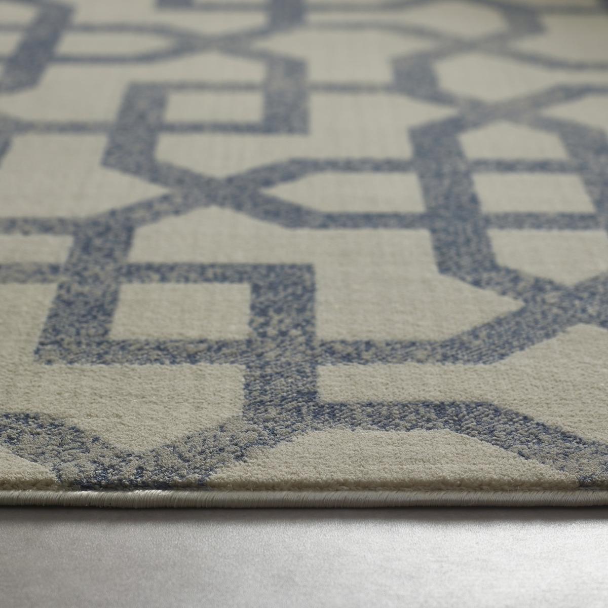 Avanti Geometric Modern Rug in Blue and Cream – image 2
